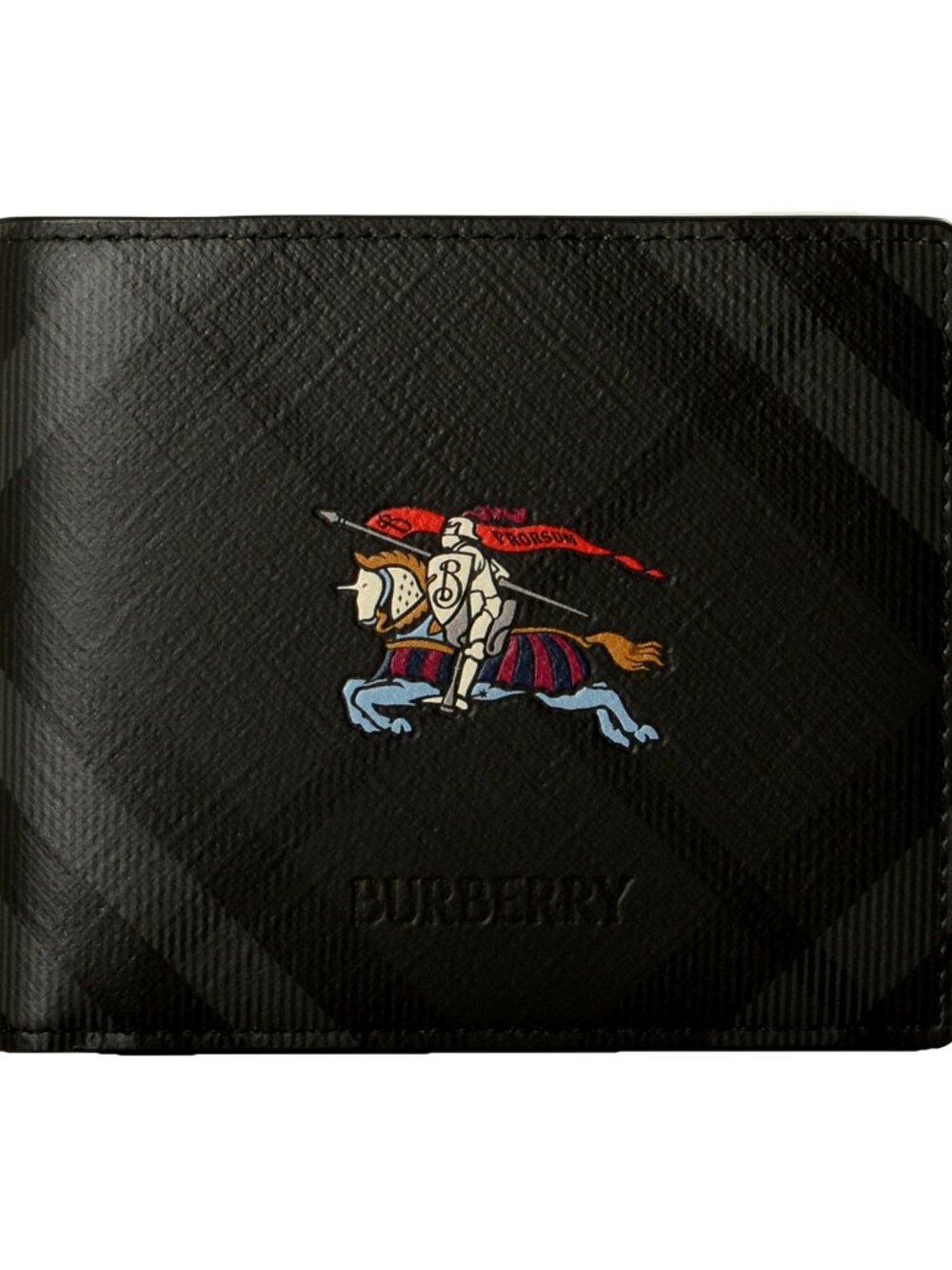 Burberry Men's Knight City Check Leather Logo Print Bifold Wallet
